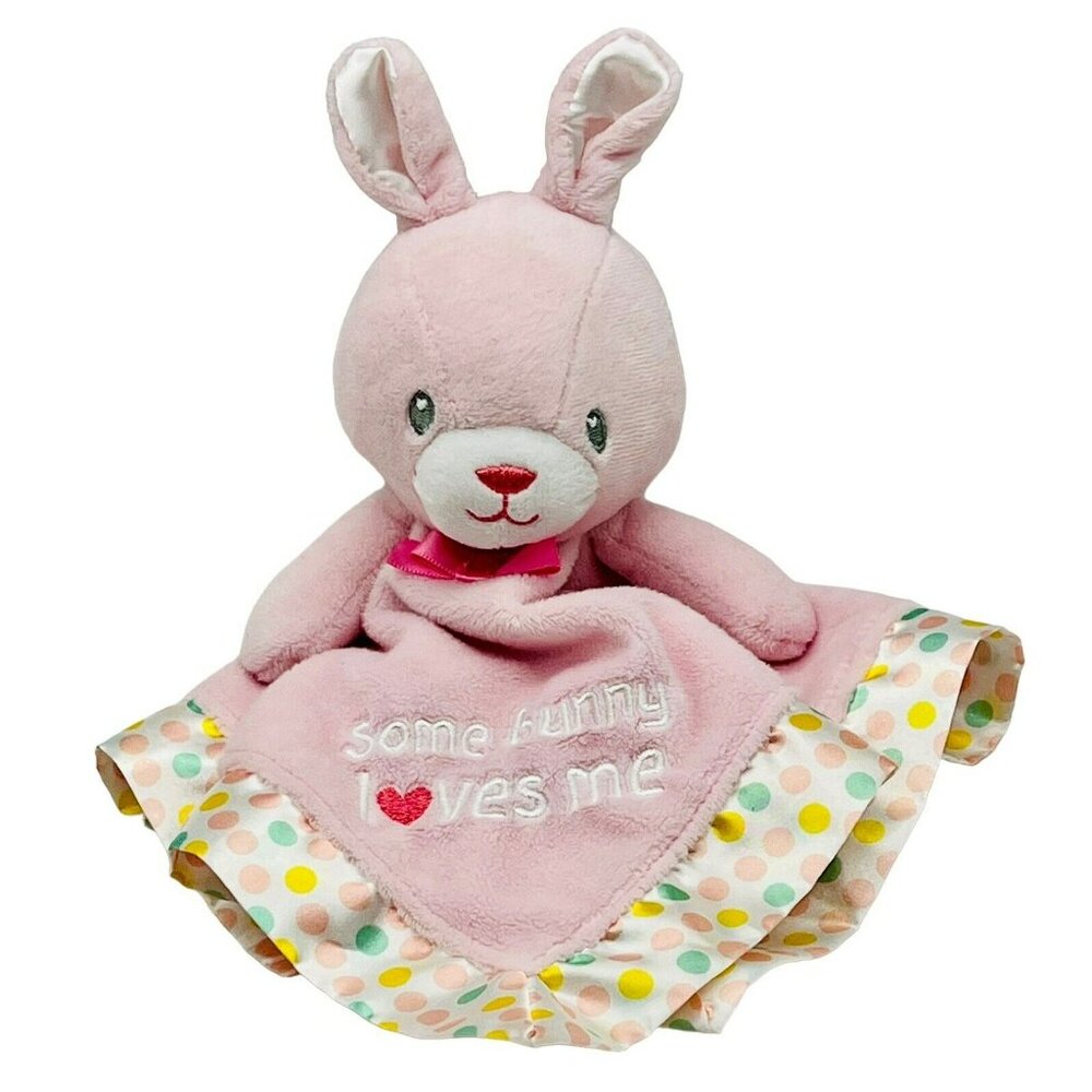 Magic Years‎ Some Bunny Loves Me Lovey Rabbit Rattle Security Blanket Plush Pink